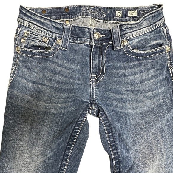 MIss Me Buckle Easy Boot cross embellished jeans 27 - Picture 6 of 10
